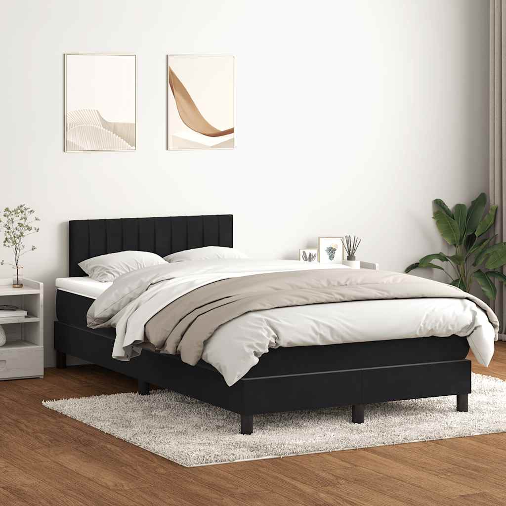 Boxspringbett Mit Matratze & Led Samt Schwarz