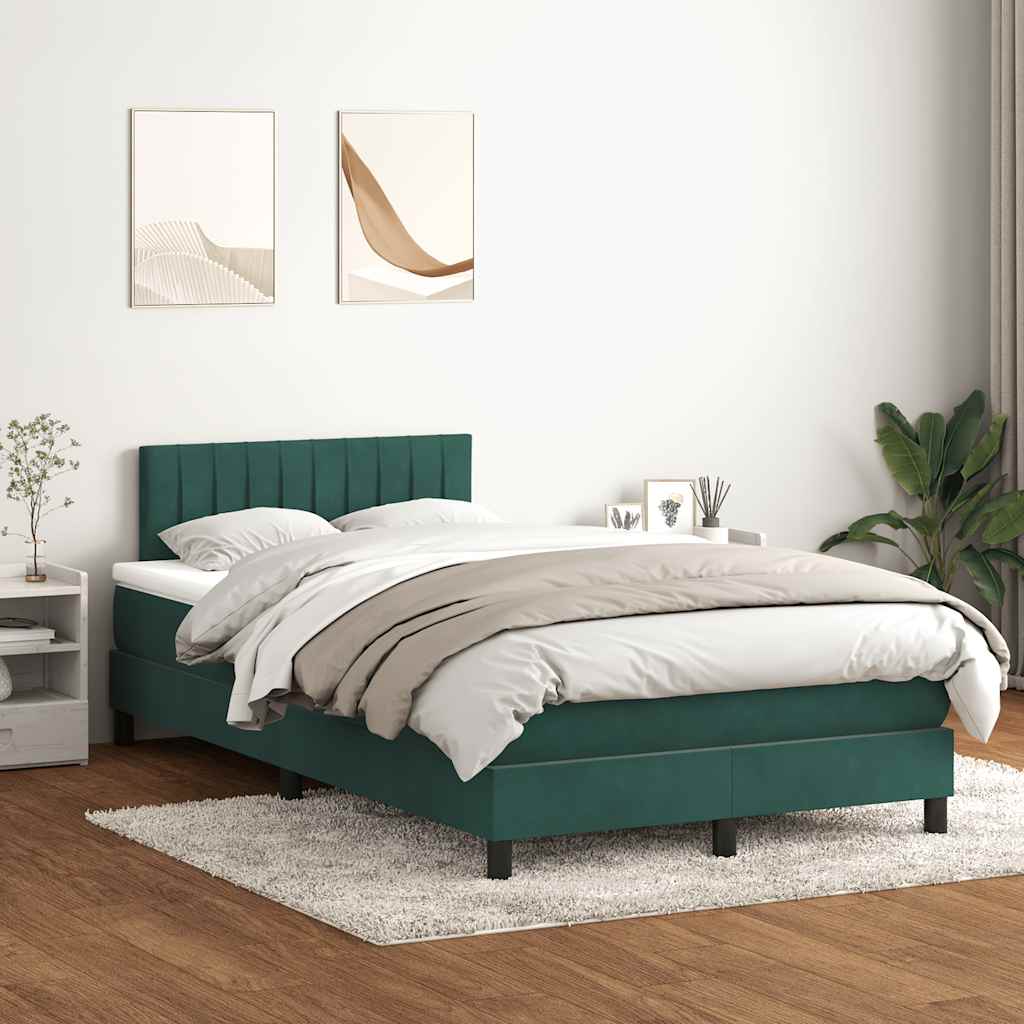 Boxspringbett Mit Matratze & Led Samt Dunkelgrün