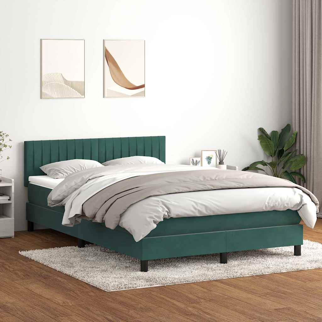 Boxspringbett Mit Matratze & Led Samt Dunkelgrün