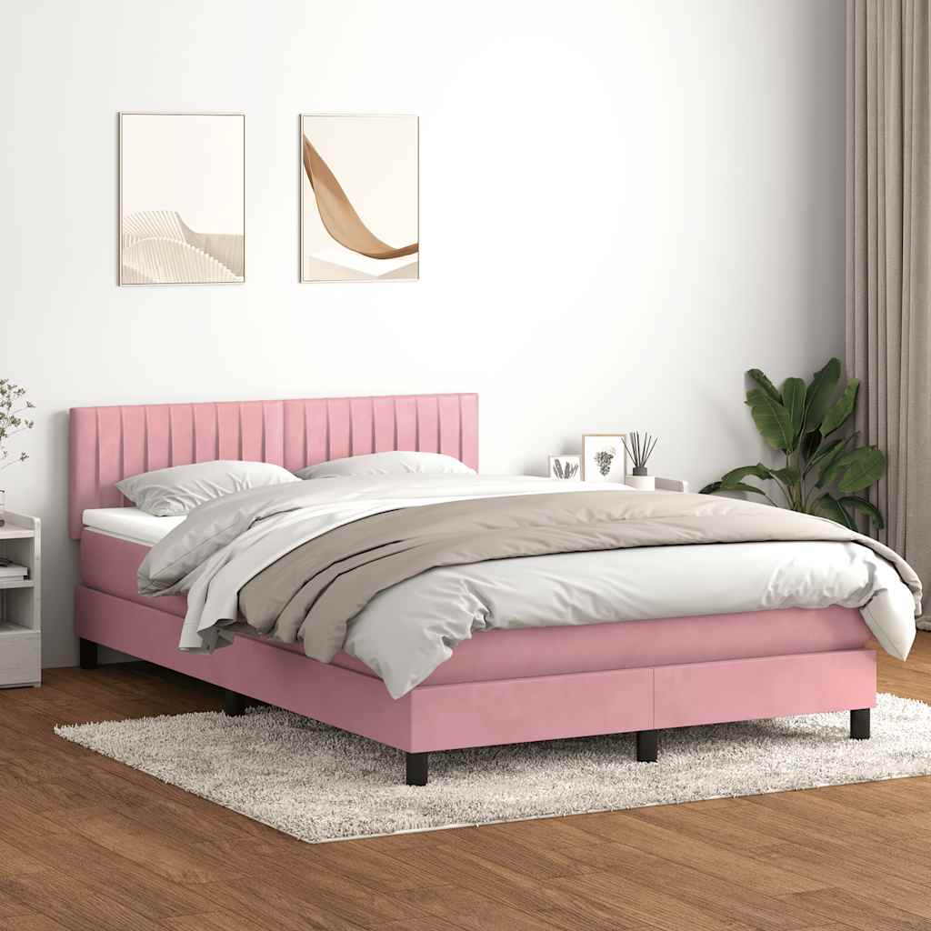 Boxspringbett Mit Matratze & Led Samt Rosa