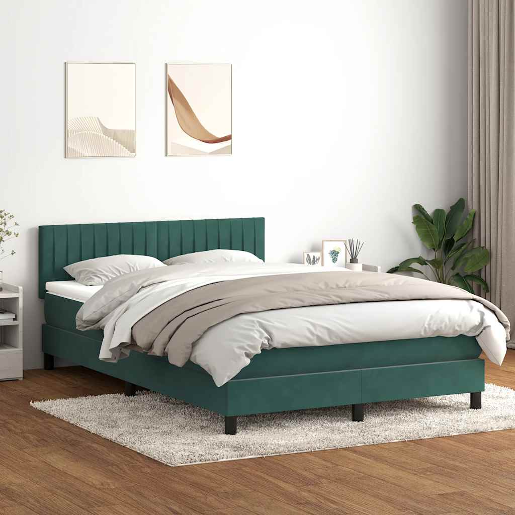 Boxspringbett Mit Matratze & Led Samt Dunkelgrün