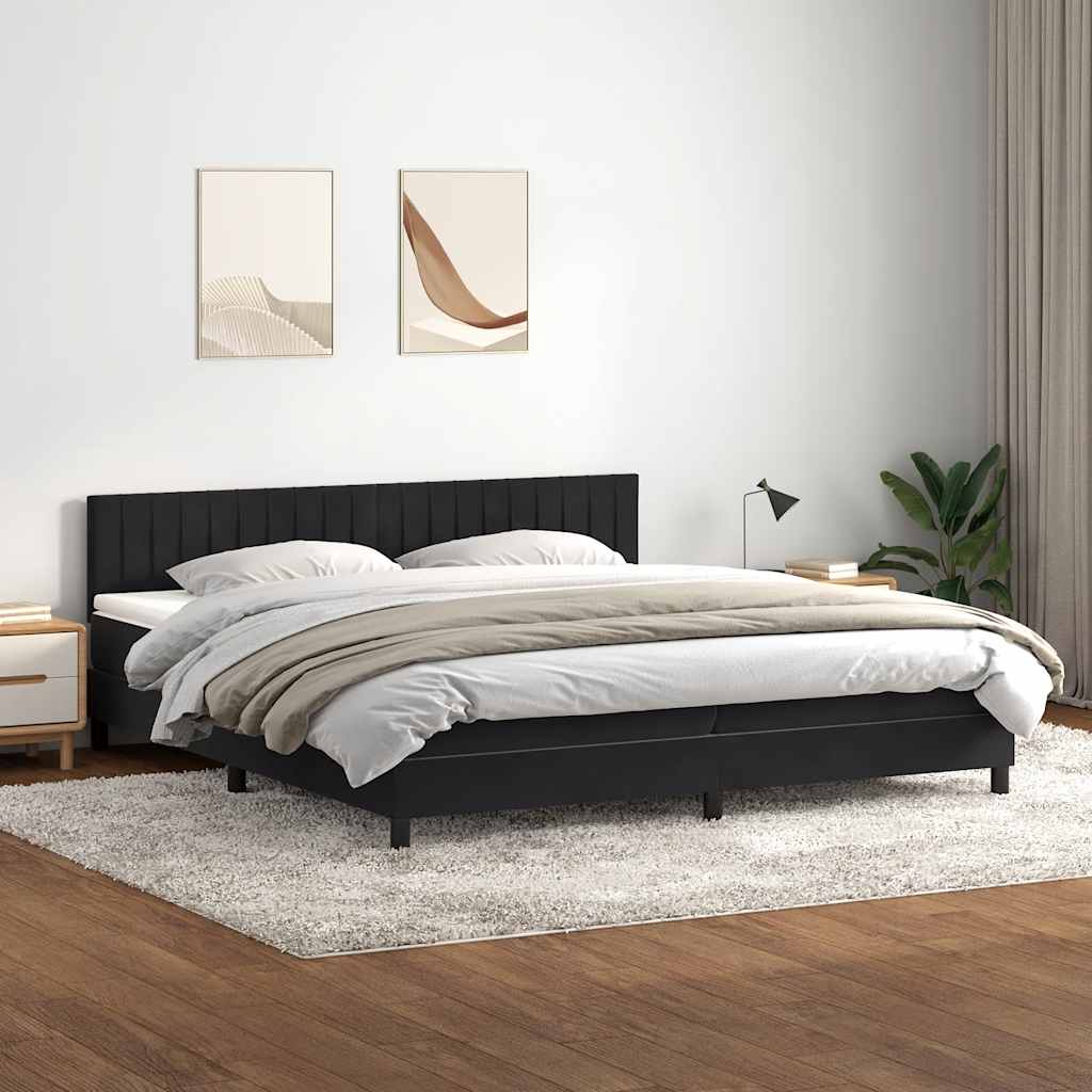 Boxspringbett Mit Matratze & Led Samt Schwarz