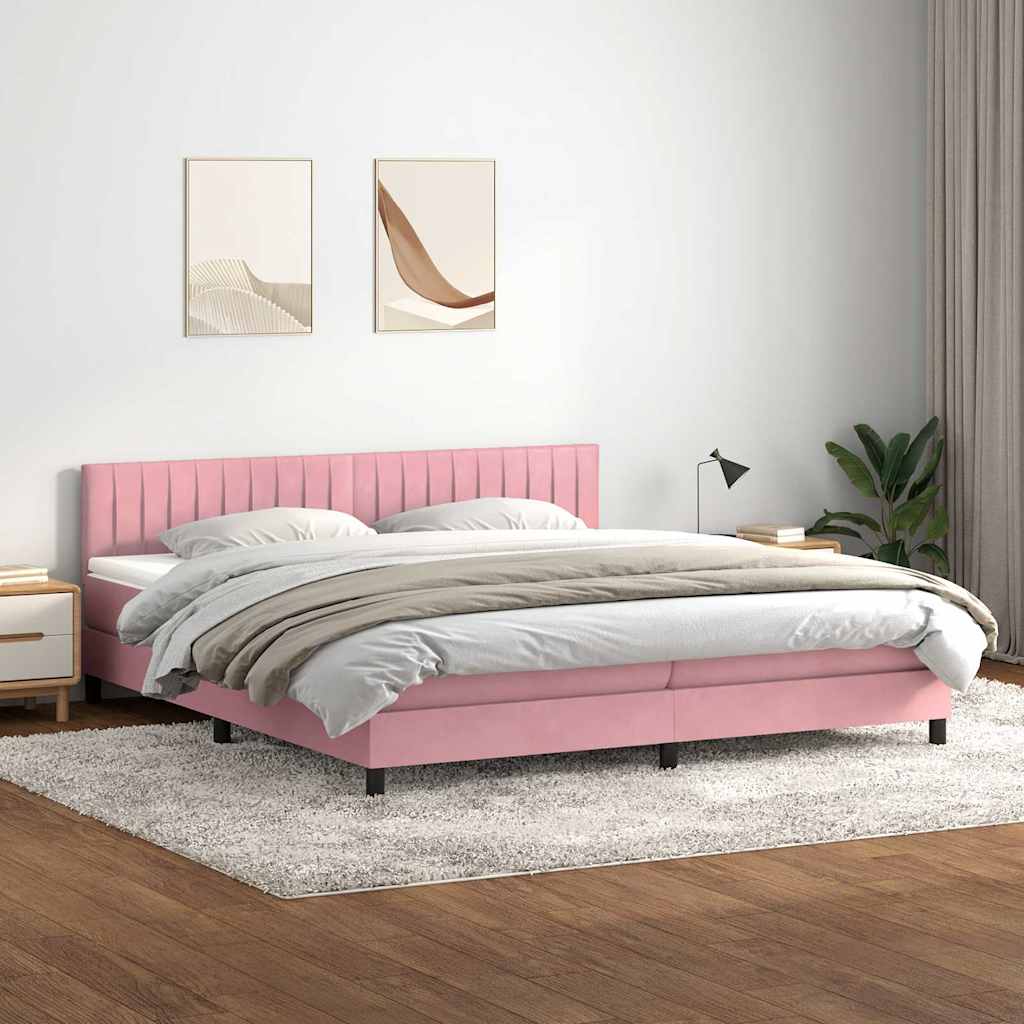 Boxspringbett Mit Matratze & Led Samt Rosa