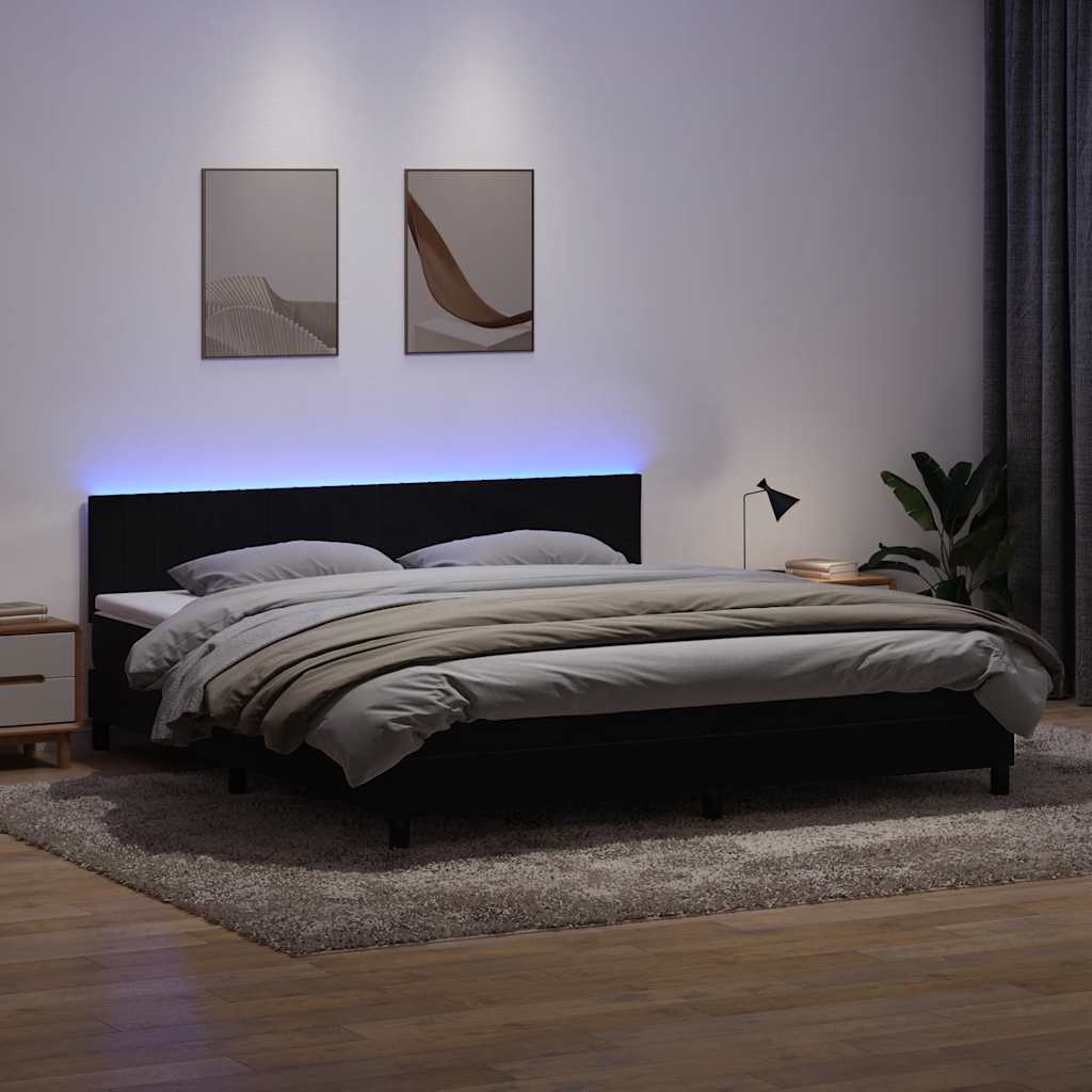 Boxspringbett Mit Matratze & Led Samt Schwarz
