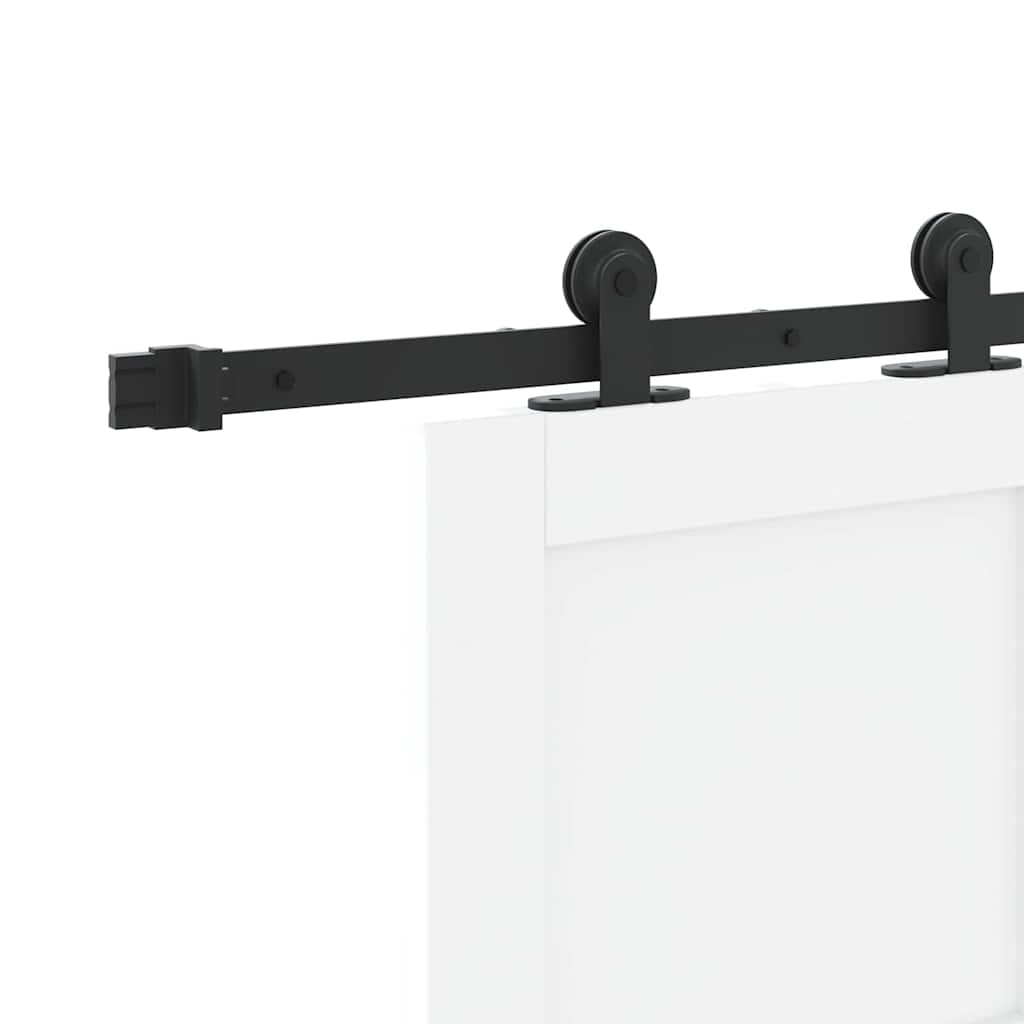 Schiebetür Mit Hardware-Set Weiß Massivholz Kiefer Weiß Und Schwarz