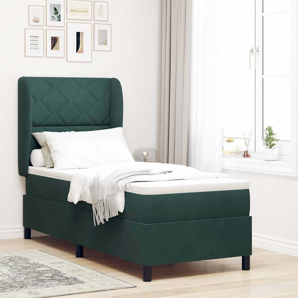 Boxspringbett Mit Matratze Samt Dunkelgrün