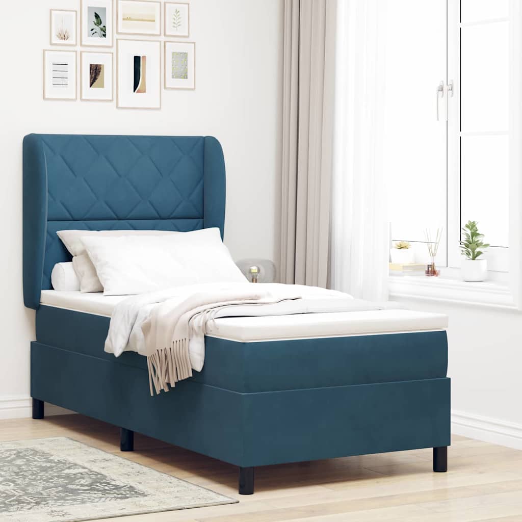 Boxspringbett Mit Matratze Samt Dunkelblau