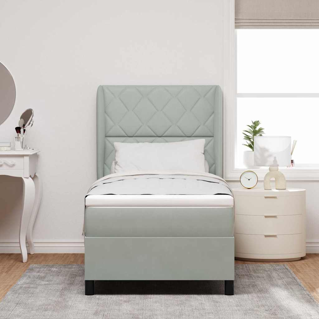 Boxspringbett Mit Matratze Samt Hellgrau