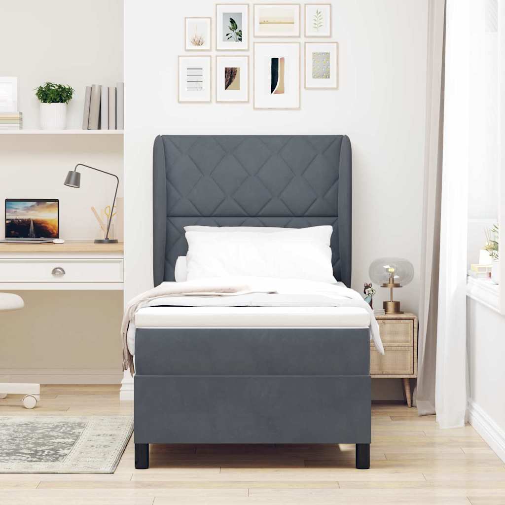 Boxspringbett Mit Matratze Samt Dunkelgrau