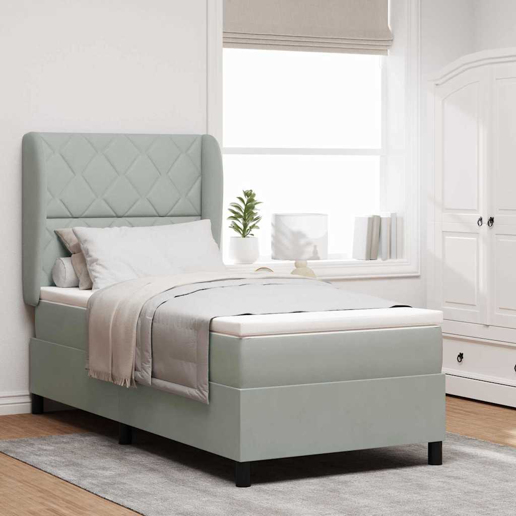 Boxspringbett Mit Matratze Samt Hellgrau