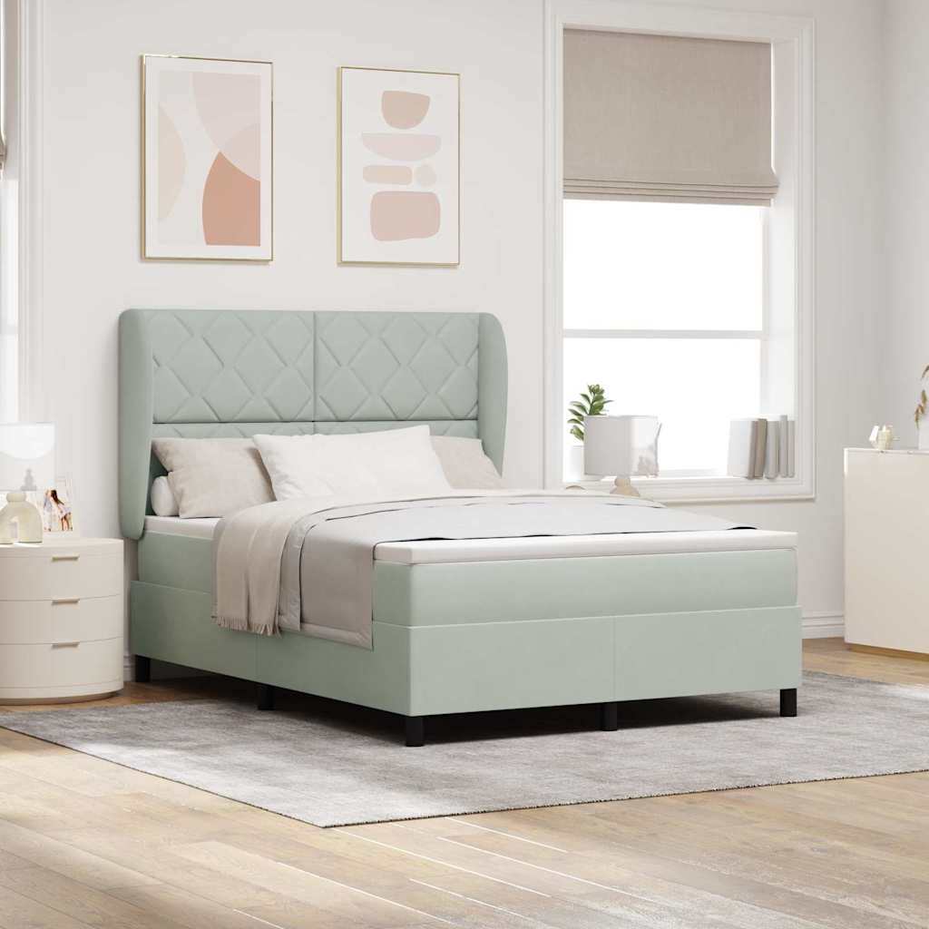 Boxspringbett Mit Matratze Samt Hellgrau