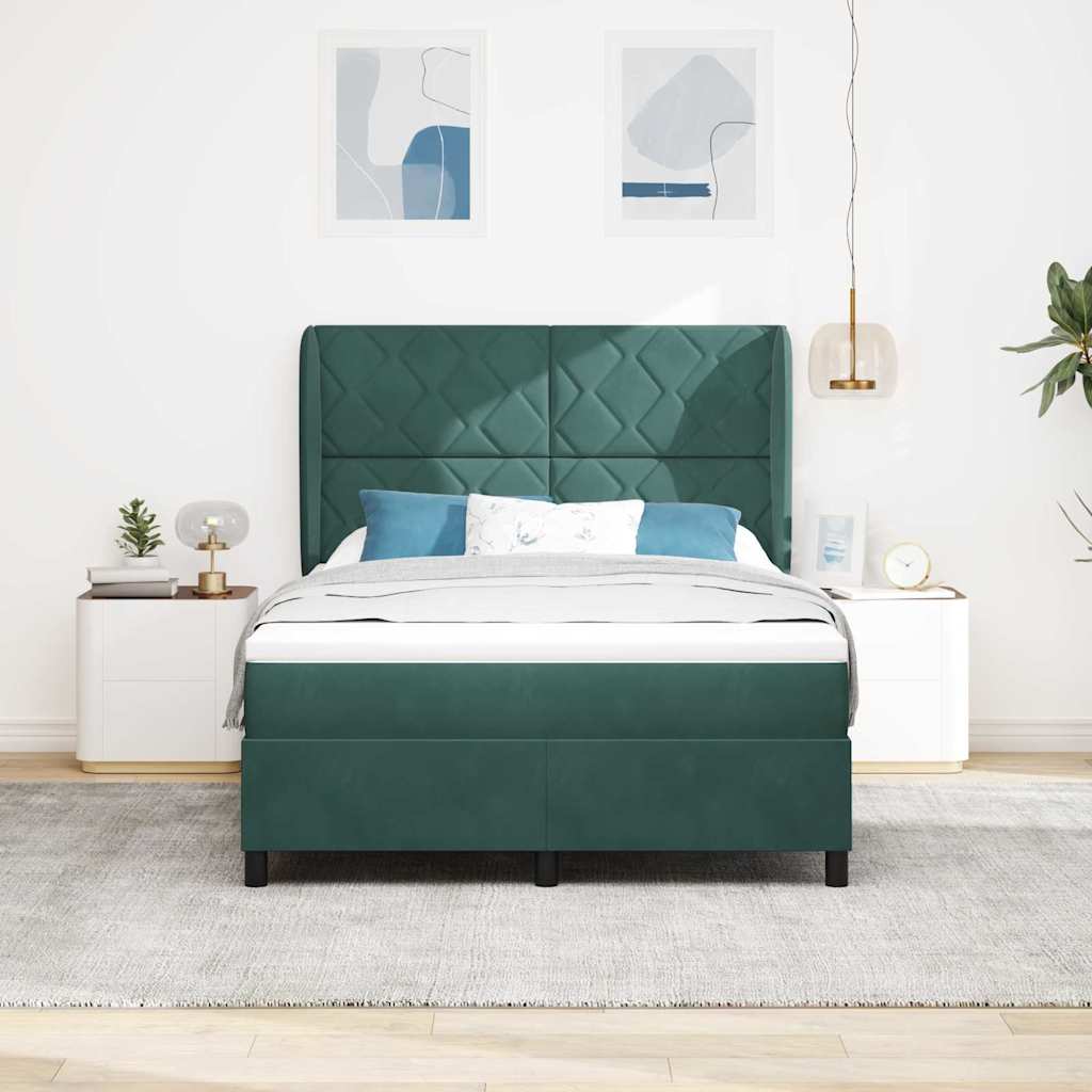 Boxspringbett Mit Matratze Samt Dunkelgrün