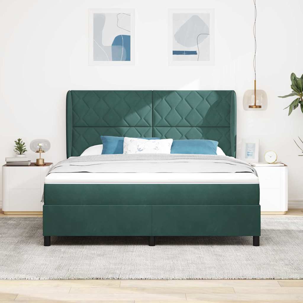 Boxspringbett Mit Matratze Samt Dunkelgrün