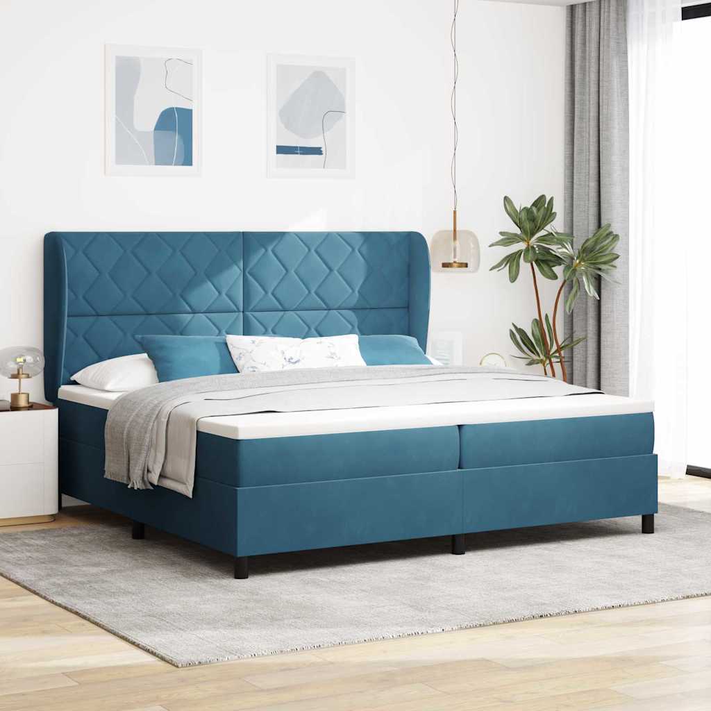 Boxspringbett Mit Matratze Samt Dunkelblau