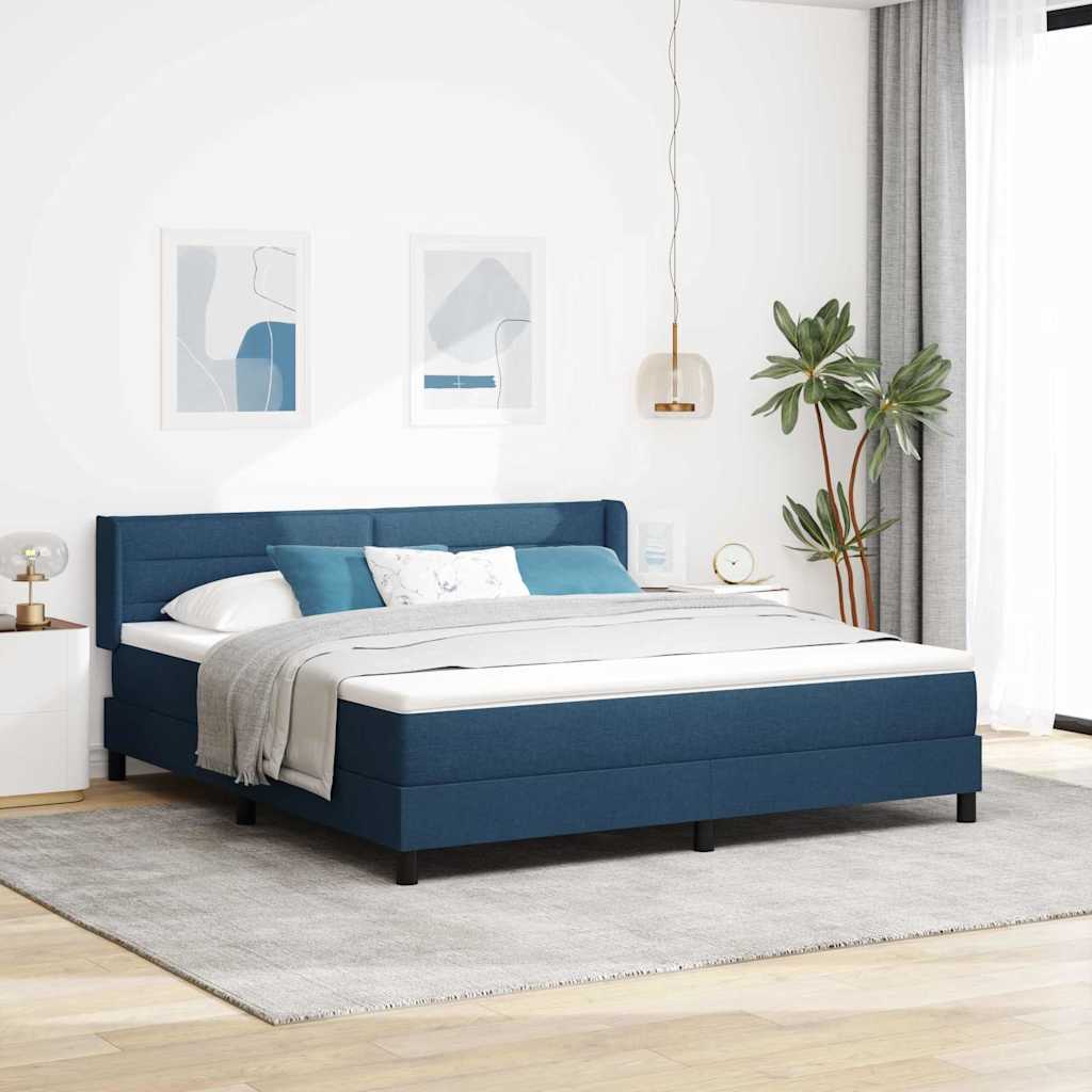 Boxspringbett Mit Matratze Stoff Blau