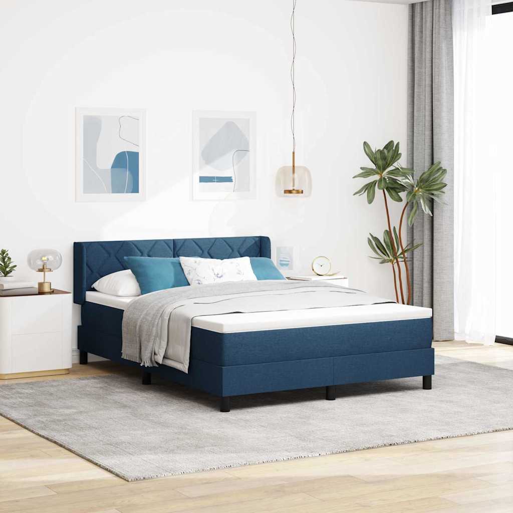Boxspringbett Mit Matratze Stoff Blau