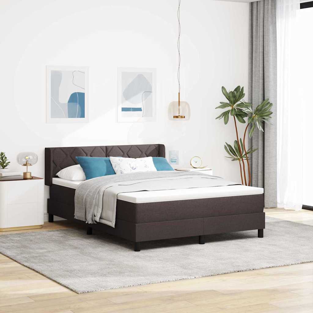 Boxspringbett Mit Matratze Stoff Dunkelbraun