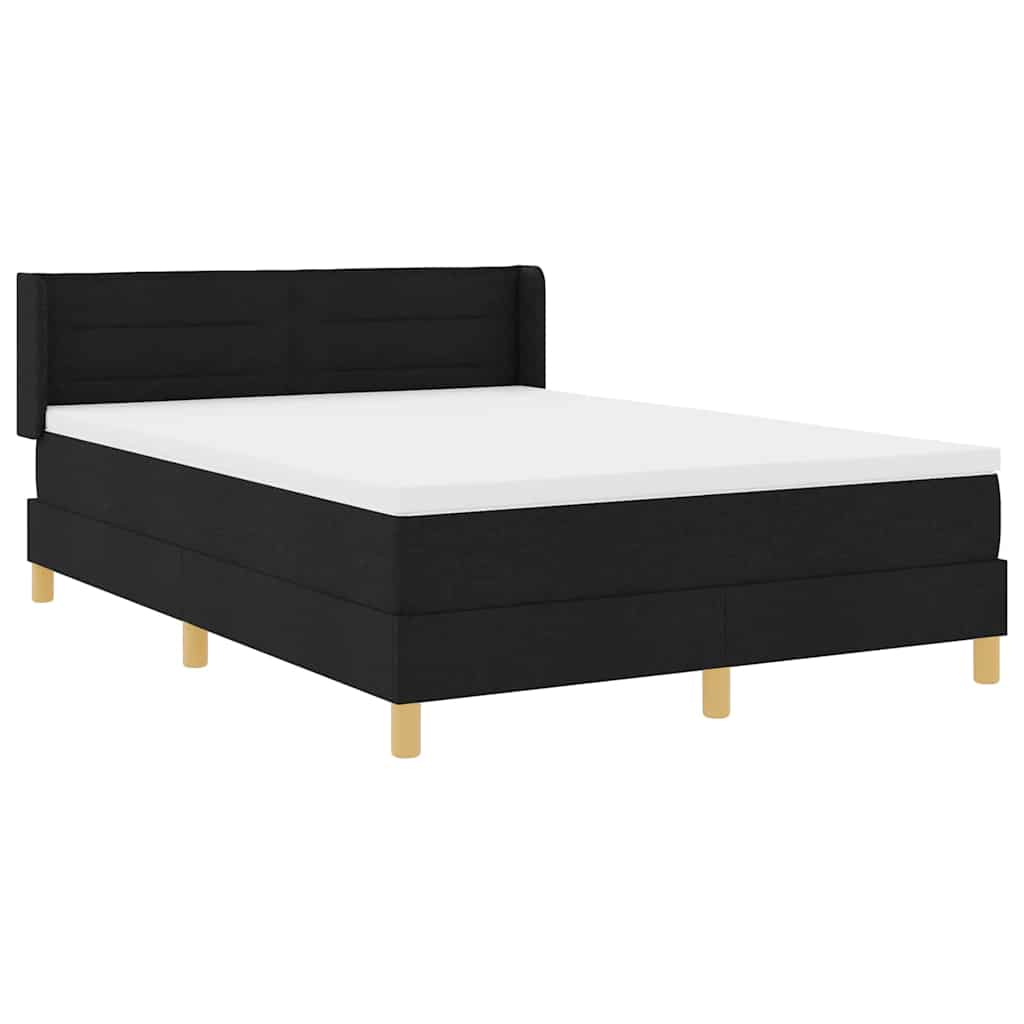 Boxspringbett Mit Matratze Schwarz 140 X 190 Cm Stoff Dunkelgrau