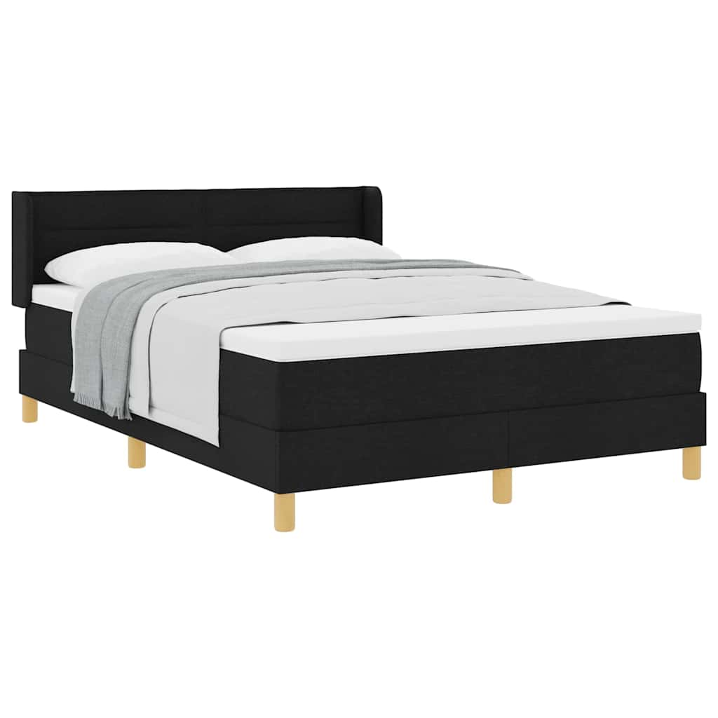 Boxspringbett Mit Matratze Schwarz 140 X 190 Cm Stoff Dunkelgrau