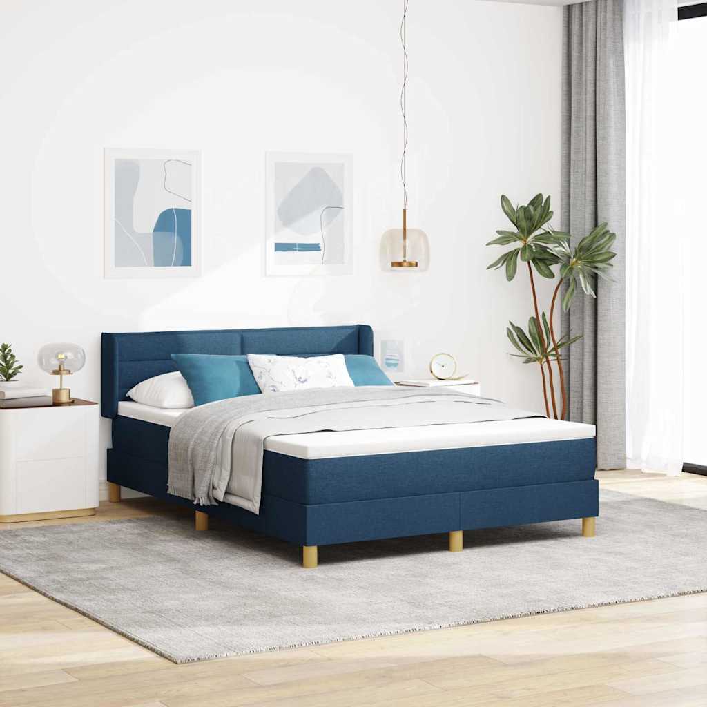 Boxspringbett Mit Matratze Stoff Blau