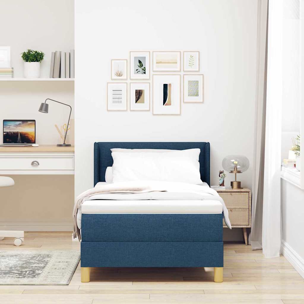 Boxspringbett Mit Matratze Stoff Blau