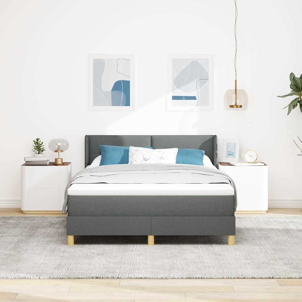 Boxspringbett Mit Matratze Stoff Dunkelgrau