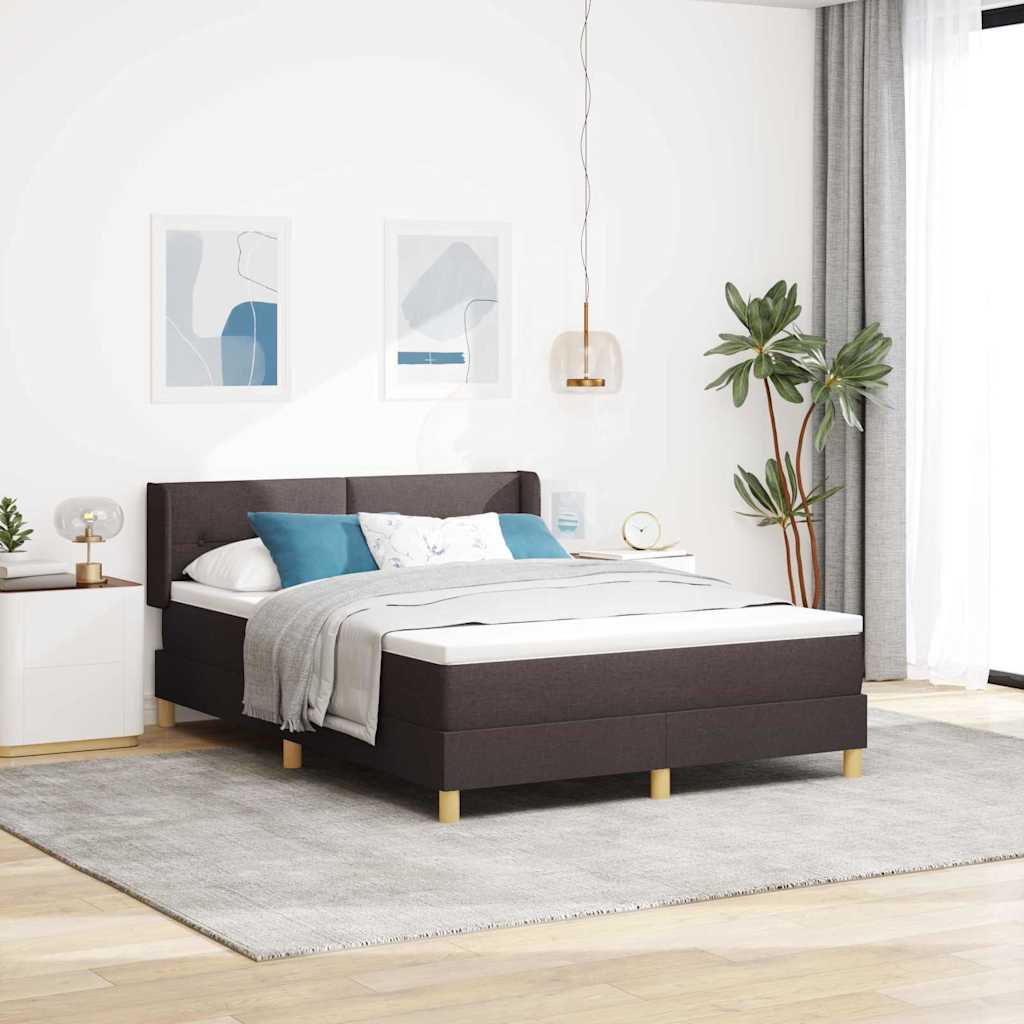 Boxspringbett Mit Matratze Stoff Dunkelbraun