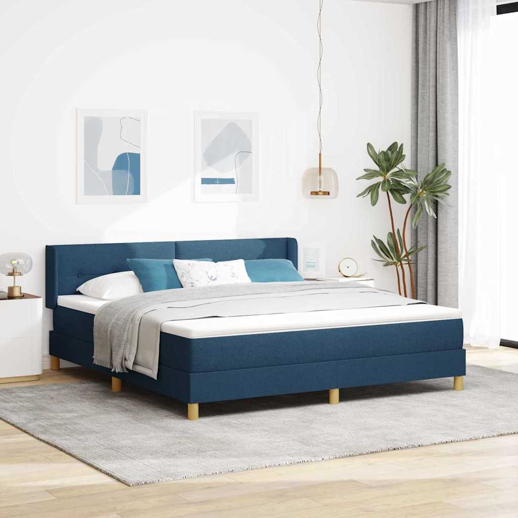 Boxspringbett Mit Matratze Stoff Blau