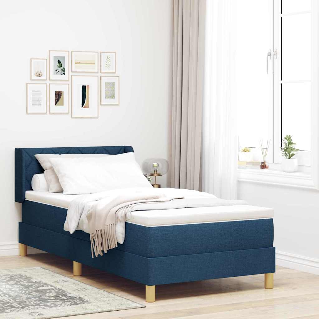 Boxspringbett Mit Matratze Stoff Blau