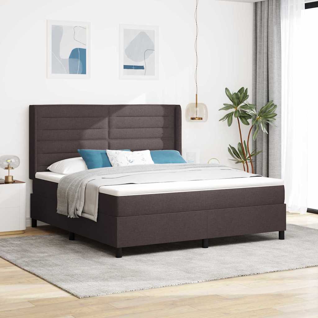 Boxspringbett Mit Matratze Stoff Dunkelbraun