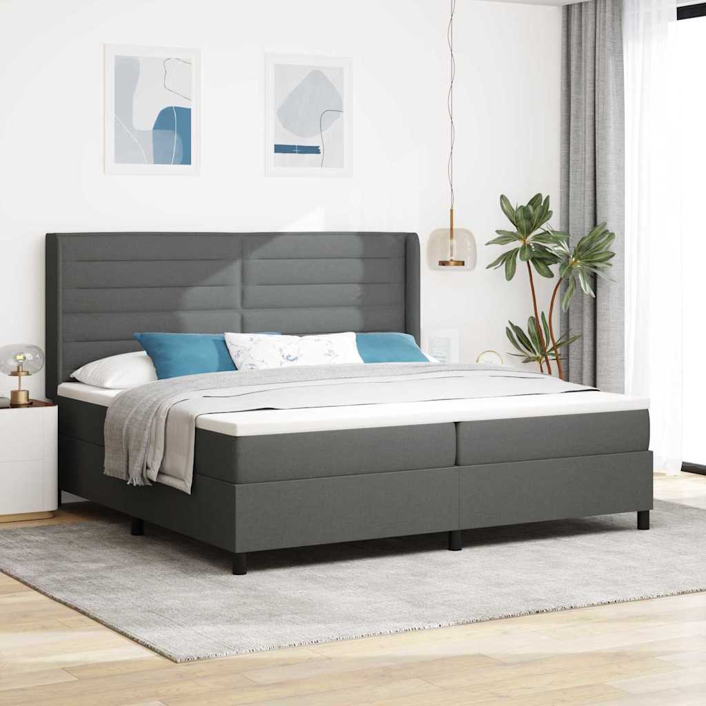 Boxspringbett Mit Matratze Stoff Dunkelgrau