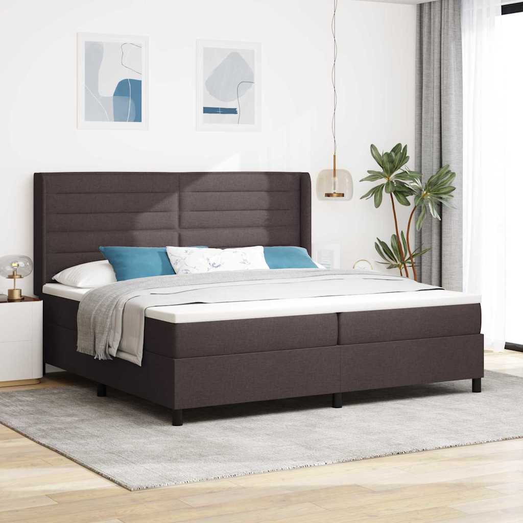 Boxspringbett Mit Matratze Stoff Dunkelbraun