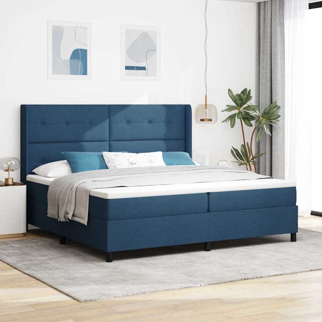 Boxspringbett Mit Matratze Stoff Blau