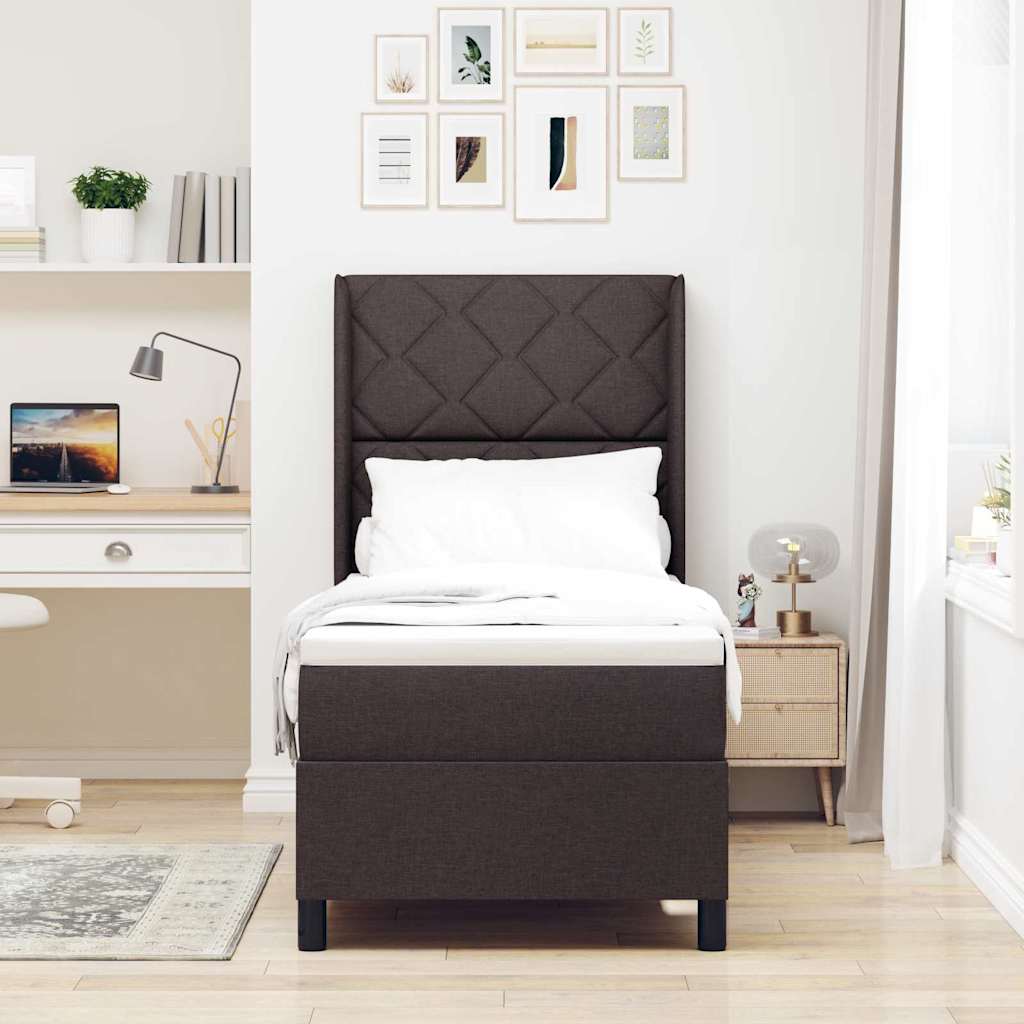 Boxspringbett Mit Matratze Stoff Dunkelbraun
