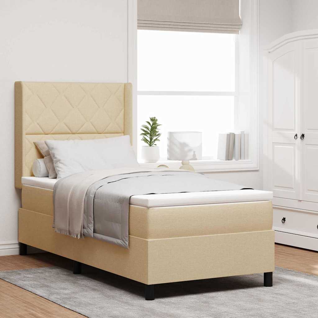 Boxspringbett Mit Matratze Stoff Creme