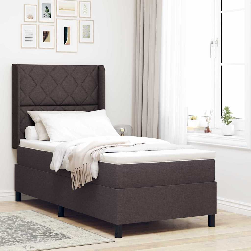 Boxspringbett Mit Matratze Stoff Dunkelbraun
