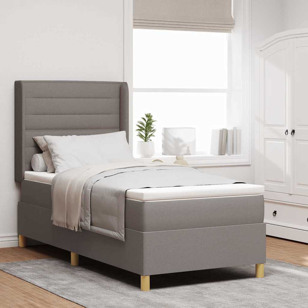 Boxspringbett Mit Matratze Stoff Taupe