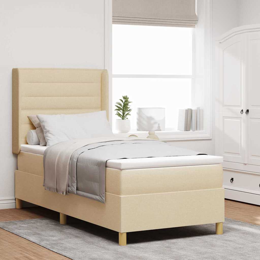 Boxspringbett Mit Matratze Stoff Creme