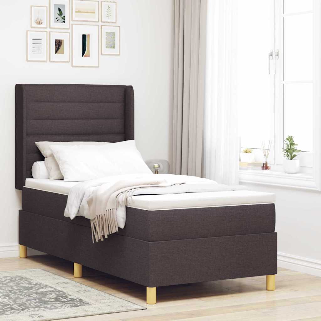 Boxspringbett Mit Matratze Stoff Dunkelbraun