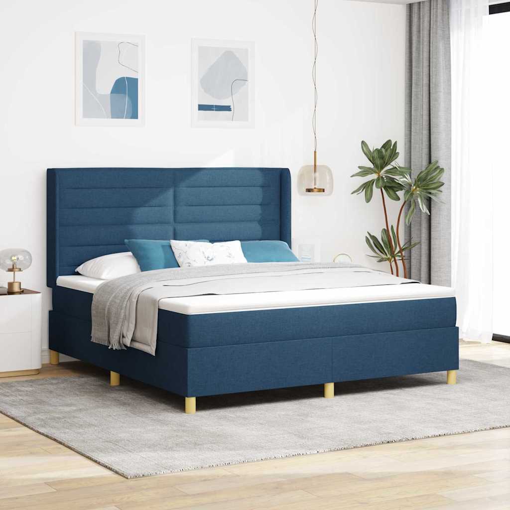 Boxspringbett Mit Matratze Stoff Blau