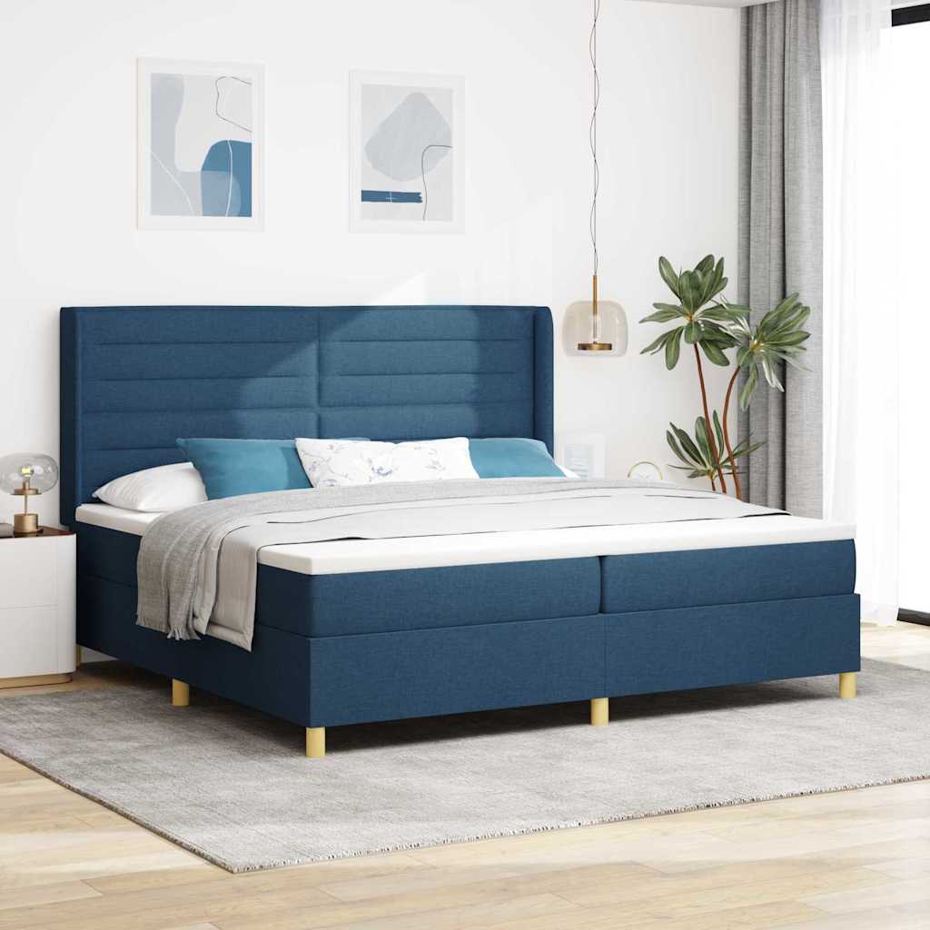 Boxspringbett Mit Matratze Stoff Blau