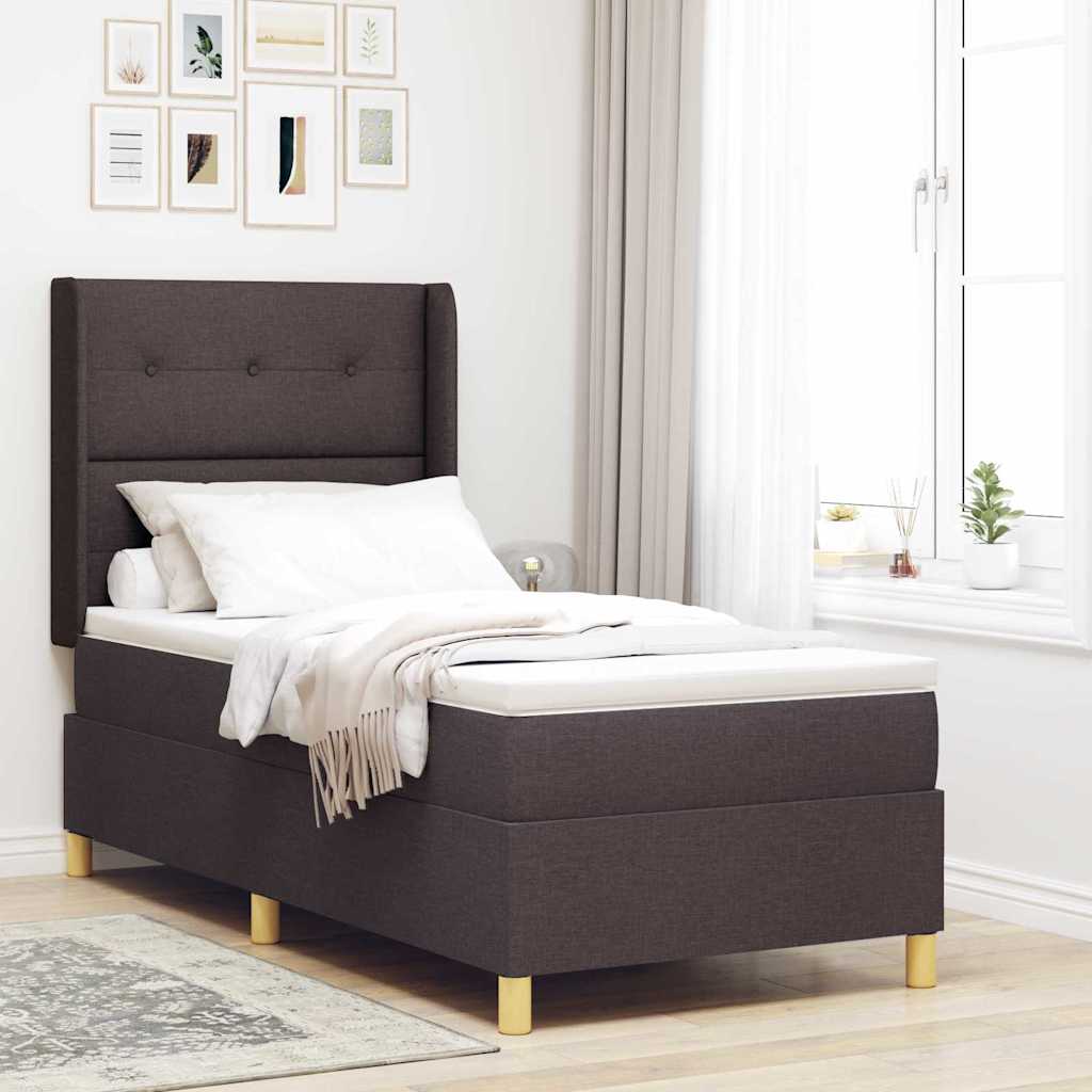 Boxspringbett Mit Matratze Stoff Dunkelbraun