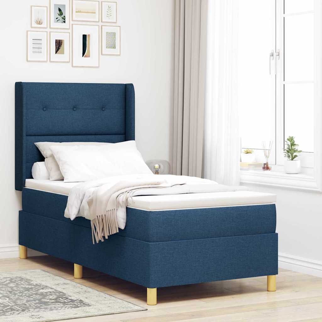 Boxspringbett Mit Matratze Stoff Blau