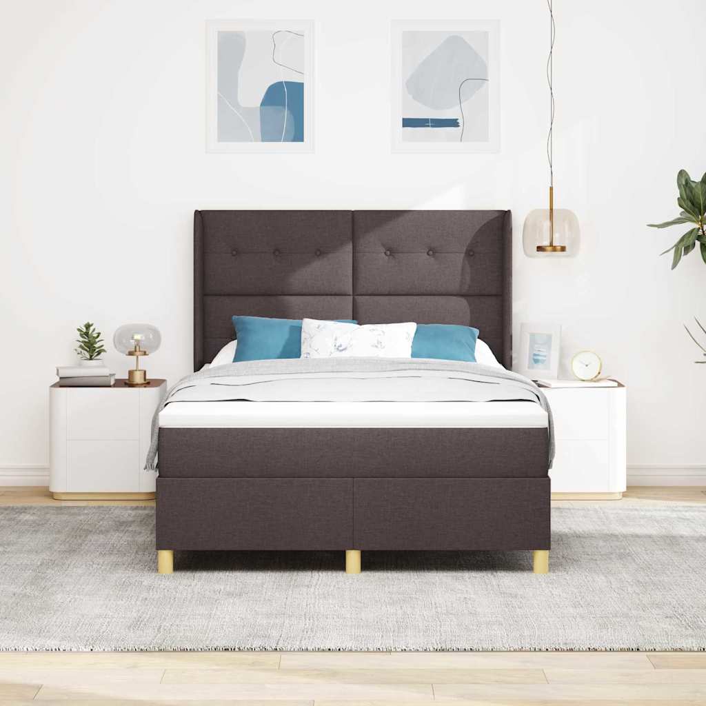 Boxspringbett Mit Matratze Stoff Dunkelbraun