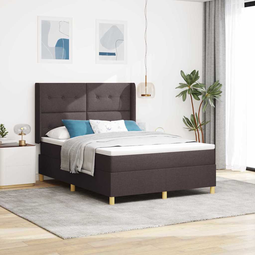 Boxspringbett Mit Matratze Stoff Dunkelbraun