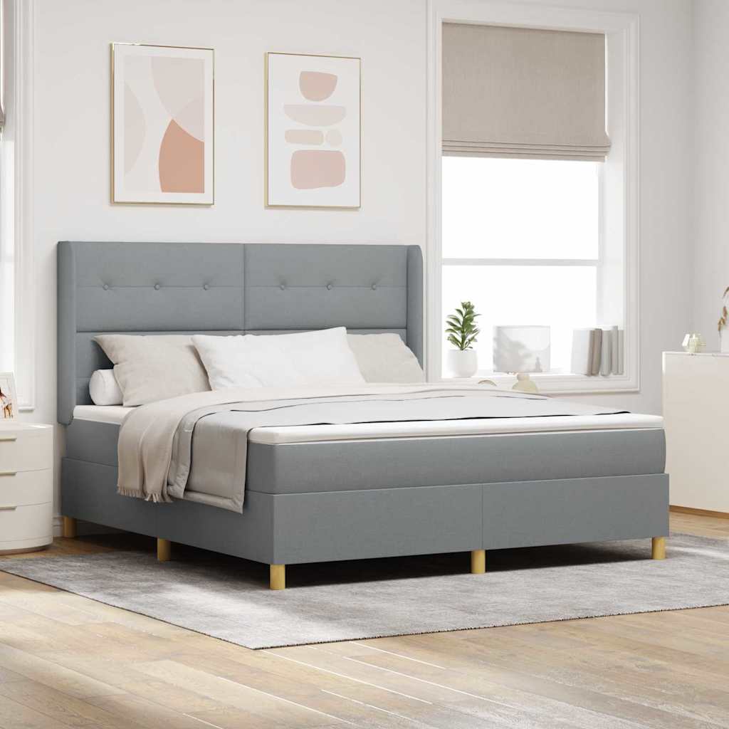 Boxspringbett Mit Matratze Stoff Hellgrau