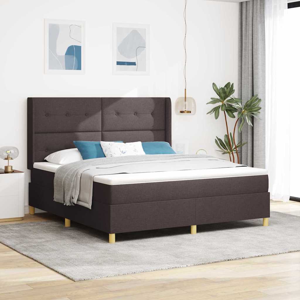Boxspringbett Mit Matratze Stoff Dunkelbraun