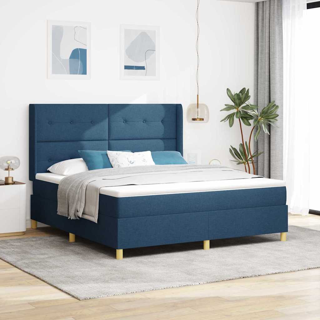 Boxspringbett Mit Matratze Stoff Blau