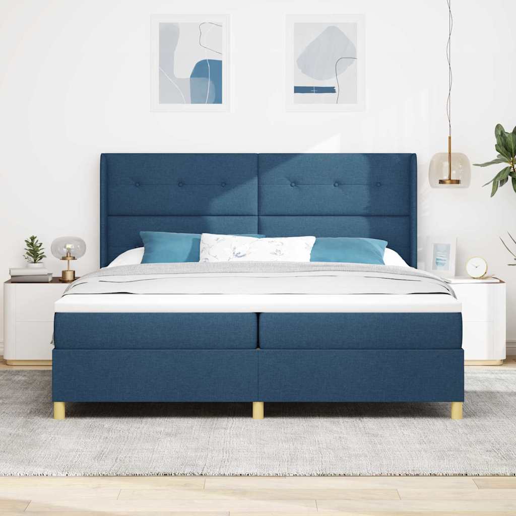 Boxspringbett Mit Matratze Stoff Blau