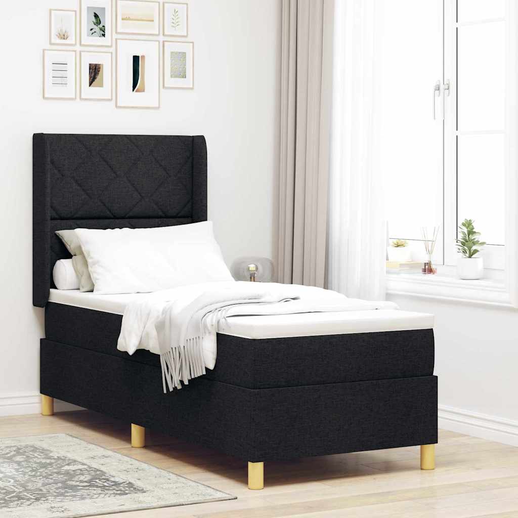 Boxspringbett Mit Matratze Stoff Schwarz